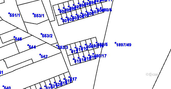 Parcela st. 509 v KÚ Maloměřice, Katastrální mapa