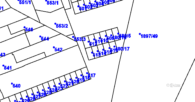 Parcela st. 514 v KÚ Maloměřice, Katastrální mapa