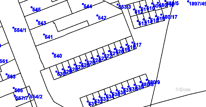 Parcela st. 522 v KÚ Maloměřice, Katastrální mapa