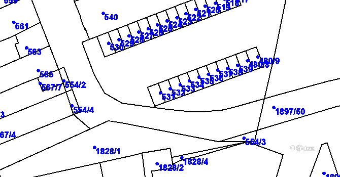 Parcela st. 532 v KÚ Maloměřice, Katastrální mapa
