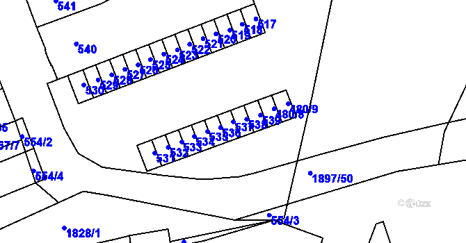 Parcela st. 537 v KÚ Maloměřice, Katastrální mapa