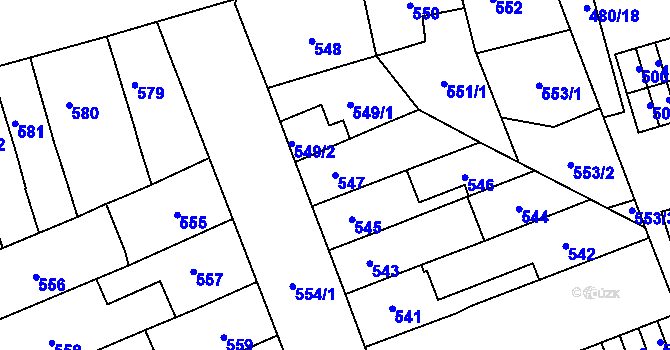 Parcela st. 547 v KÚ Maloměřice, Katastrální mapa