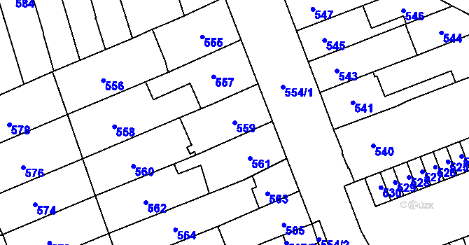 Parcela st. 559 v KÚ Maloměřice, Katastrální mapa