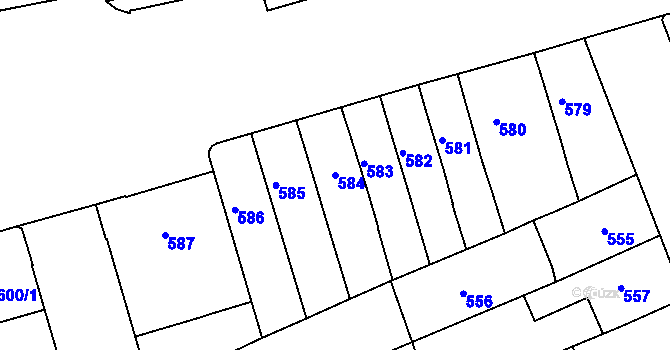Parcela st. 584 v KÚ Maloměřice, Katastrální mapa