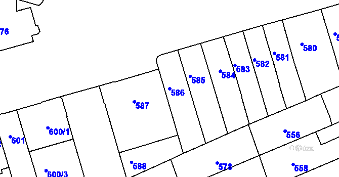 Parcela st. 586 v KÚ Maloměřice, Katastrální mapa