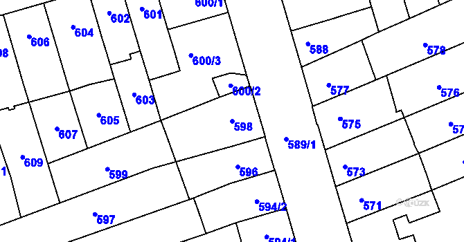 Parcela st. 598 v KÚ Maloměřice, Katastrální mapa