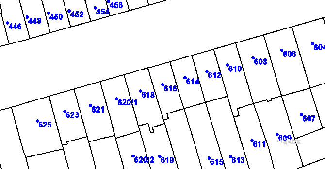 Parcela st. 616 v KÚ Maloměřice, Katastrální mapa
