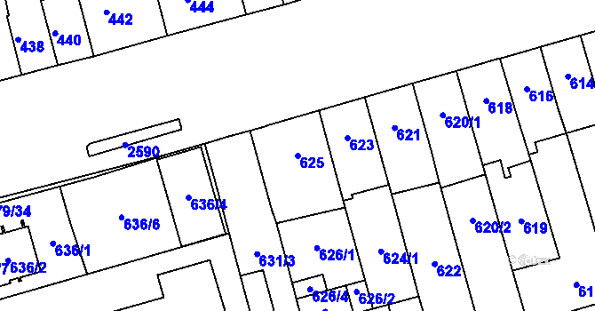 Parcela st. 625 v KÚ Maloměřice, Katastrální mapa