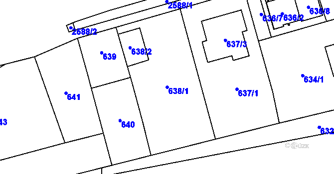 Parcela st. 638/1 v KÚ Maloměřice, Katastrální mapa