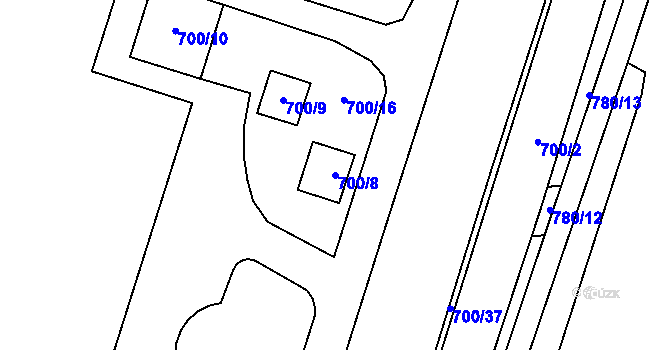 Parcela st. 700/8 v KÚ Maloměřice, Katastrální mapa