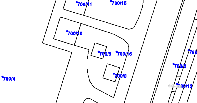 Parcela st. 700/9 v KÚ Maloměřice, Katastrální mapa