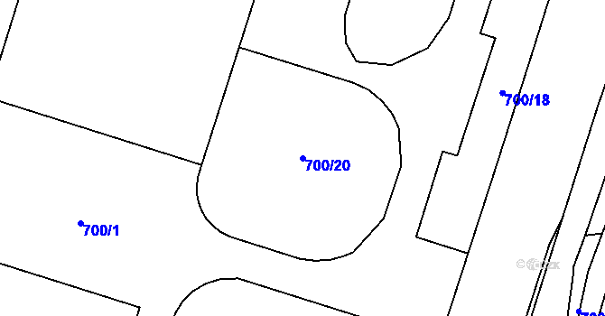 Parcela st. 700/20 v KÚ Maloměřice, Katastrální mapa