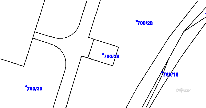 Parcela st. 700/29 v KÚ Maloměřice, Katastrální mapa