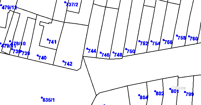 Parcela st. 746 v KÚ Maloměřice, Katastrální mapa