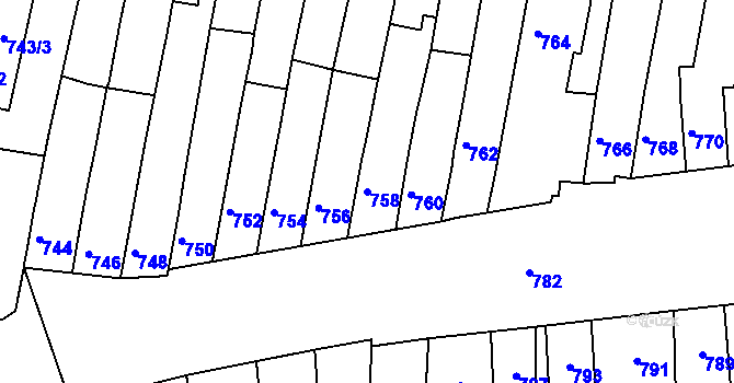 Parcela st. 758 v KÚ Maloměřice, Katastrální mapa