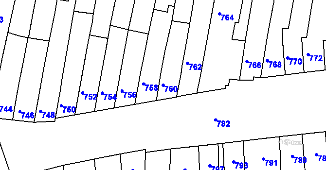 Parcela st. 760 v KÚ Maloměřice, Katastrální mapa