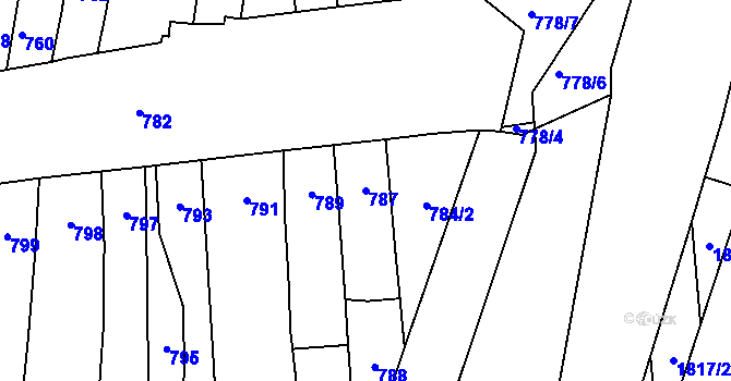 Parcela st. 787 v KÚ Maloměřice, Katastrální mapa