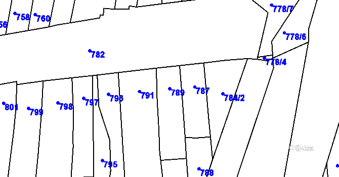 Parcela st. 789 v KÚ Maloměřice, Katastrální mapa