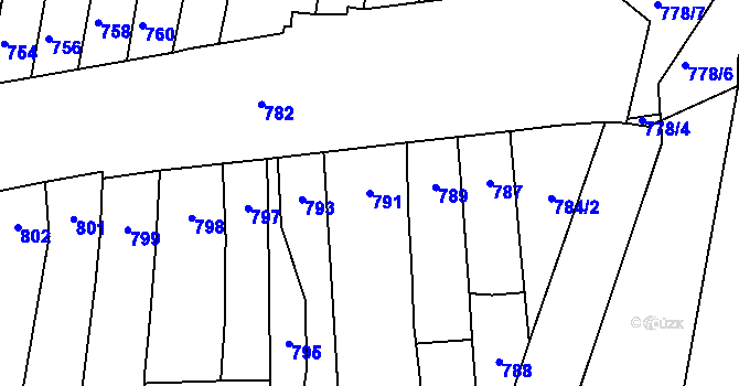 Parcela st. 791 v KÚ Maloměřice, Katastrální mapa