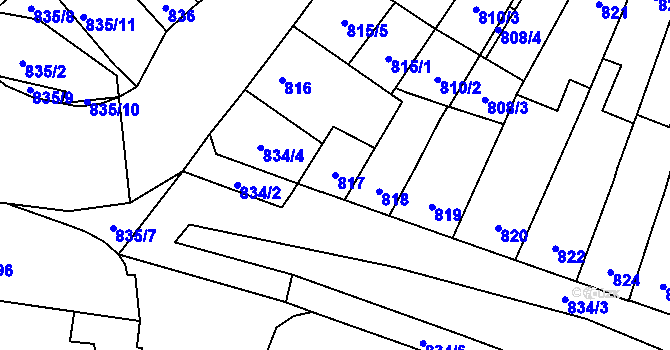 Parcela st. 817 v KÚ Maloměřice, Katastrální mapa