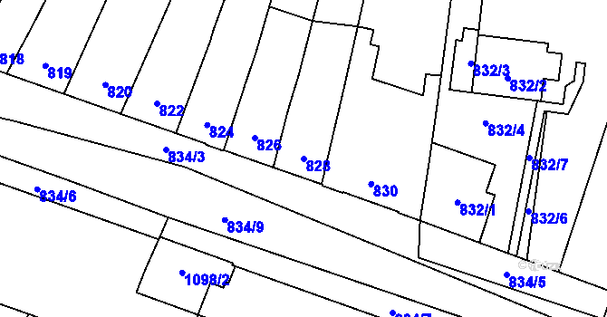 Parcela st. 828 v KÚ Maloměřice, Katastrální mapa
