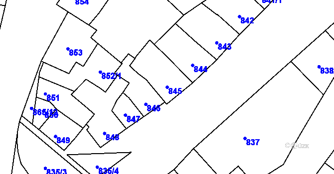 Parcela st. 845 v KÚ Maloměřice, Katastrální mapa