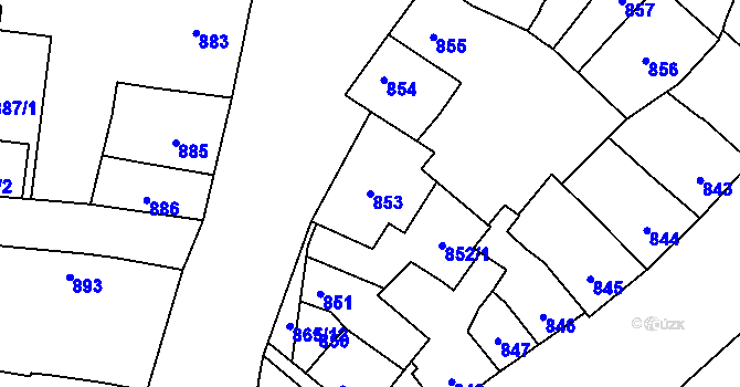Parcela st. 853 v KÚ Maloměřice, Katastrální mapa