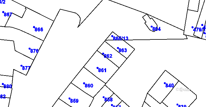 Parcela st. 862 v KÚ Maloměřice, Katastrální mapa