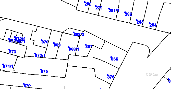 Parcela st. 867 v KÚ Maloměřice, Katastrální mapa