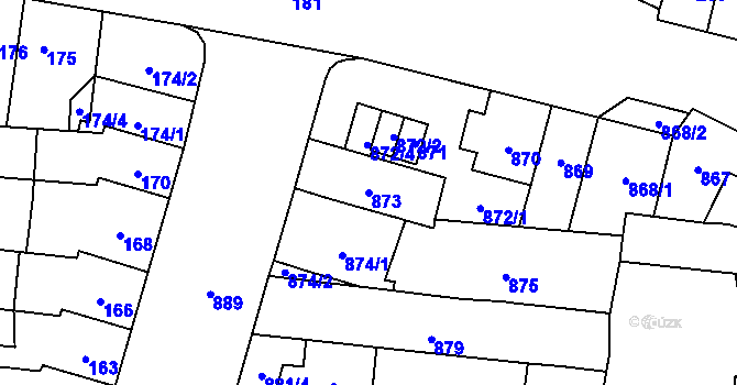 Parcela st. 873 v KÚ Maloměřice, Katastrální mapa