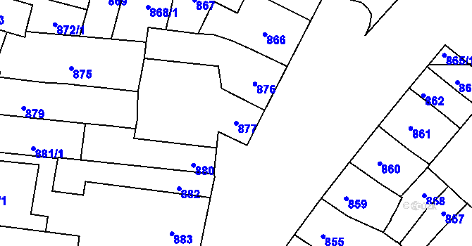 Parcela st. 877 v KÚ Maloměřice, Katastrální mapa