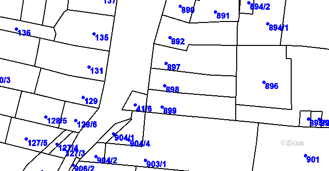 Parcela st. 898 v KÚ Maloměřice, Katastrální mapa