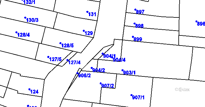 Parcela st. 904/1 v KÚ Maloměřice, Katastrální mapa