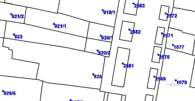Parcela st. 920/2 v KÚ Maloměřice, Katastrální mapa