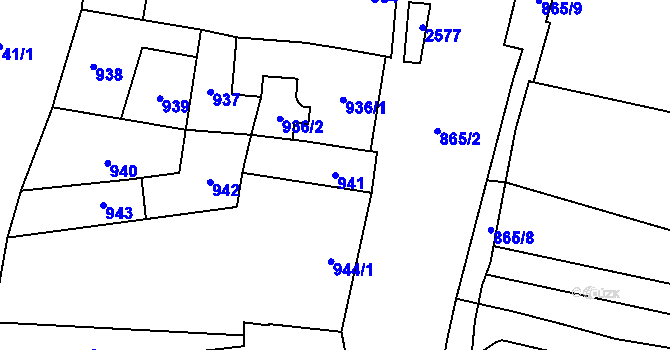 Parcela st. 941 v KÚ Maloměřice, Katastrální mapa