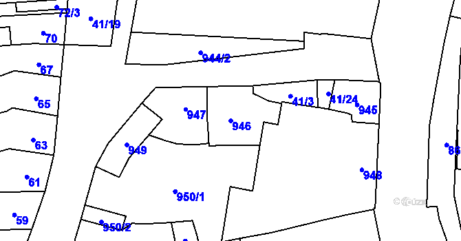 Parcela st. 946 v KÚ Maloměřice, Katastrální mapa