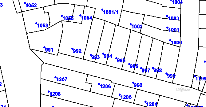 Parcela st. 994 v KÚ Maloměřice, Katastrální mapa