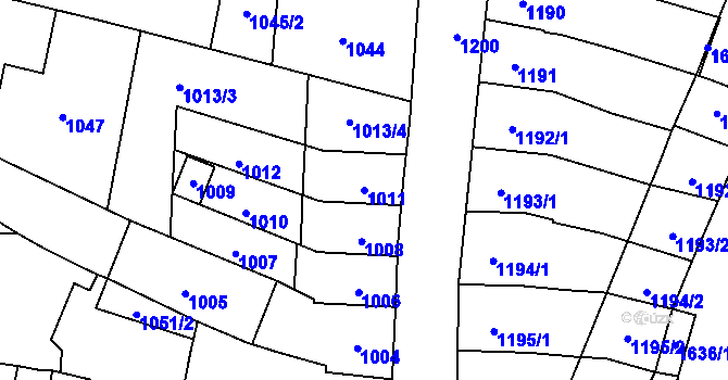 Parcela st. 1011 v KÚ Maloměřice, Katastrální mapa