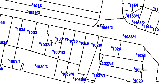 Parcela st. 1029 v KÚ Maloměřice, Katastrální mapa