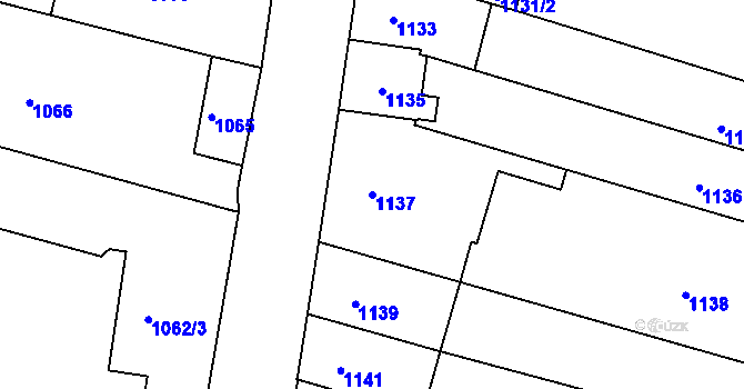 Parcela st. 1137 v KÚ Maloměřice, Katastrální mapa