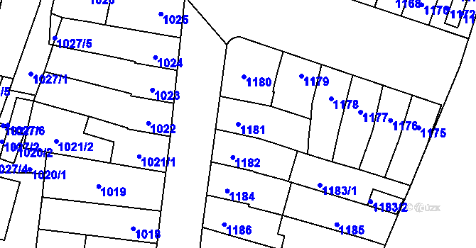 Parcela st. 1181 v KÚ Maloměřice, Katastrální mapa