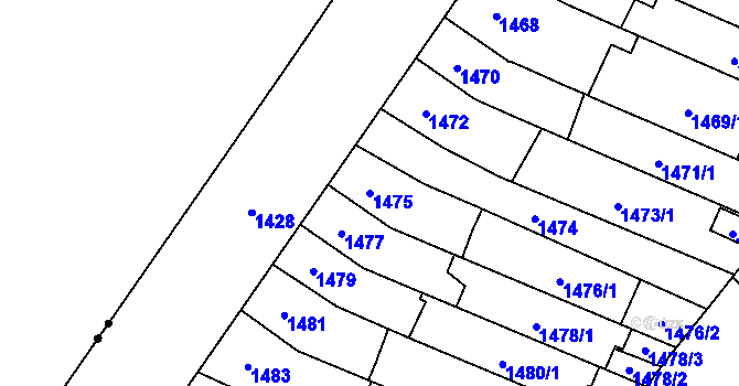 Parcela st. 1475 v KÚ Maloměřice, Katastrální mapa