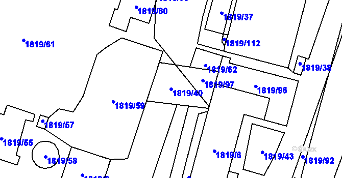 Parcela st. 1819/40 v KÚ Maloměřice, Katastrální mapa