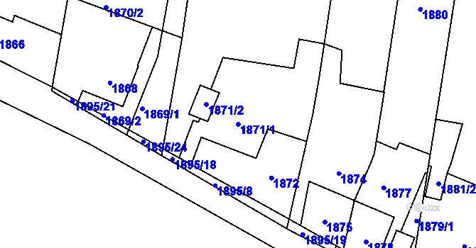 Parcela st. 1871/1 v KÚ Maloměřice, Katastrální mapa