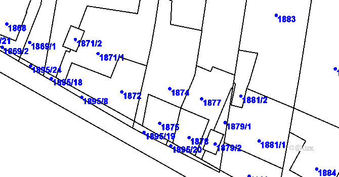 Parcela st. 1874 v KÚ Maloměřice, Katastrální mapa