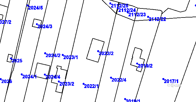 Parcela st. 2022/2 v KÚ Maloměřice, Katastrální mapa