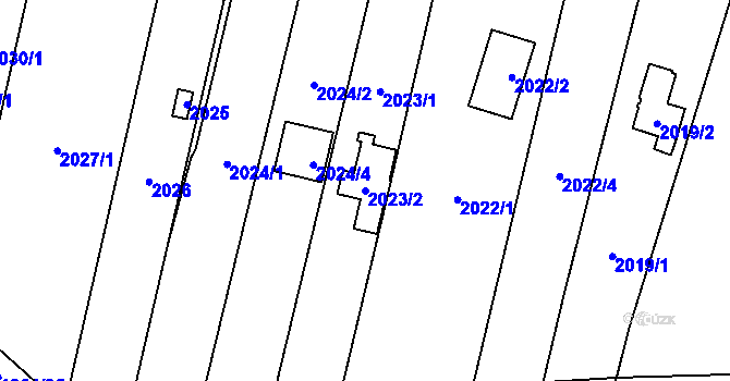 Parcela st. 2023/2 v KÚ Maloměřice, Katastrální mapa