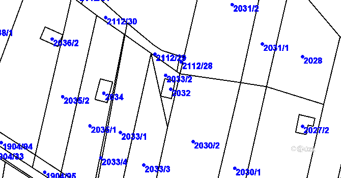 Parcela st. 2032 v KÚ Maloměřice, Katastrální mapa