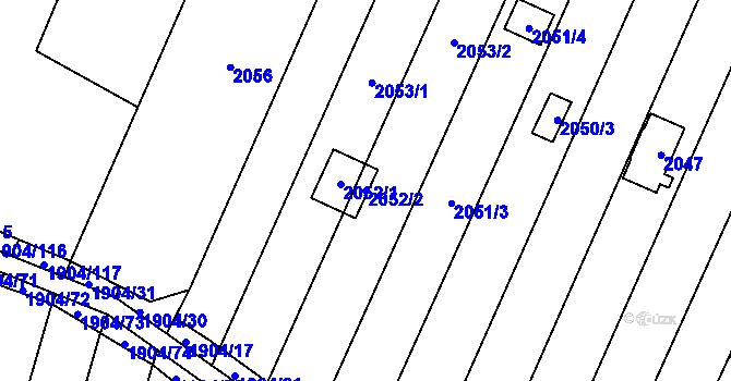 Parcela st. 2052/2 v KÚ Maloměřice, Katastrální mapa