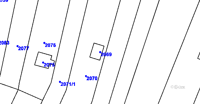 Parcela st. 2069 v KÚ Maloměřice, Katastrální mapa